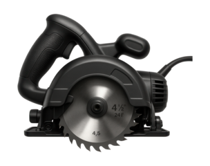 Compact corded circular saw with a 4.5-inch blade, ideal for cabinetry and tight spaces.
