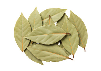 Naklejka premium Pile of dried bay leaves PNG isolated on transparent background, aromatic herb for cooking and seasoning food