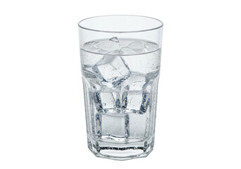 Glass of water with ice cubes isolated PNG, refreshing drink on transparent background for summer refreshment and hydration