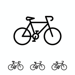 Obraz premium Bicycle icon rendered in outline style, a vector illustration of a bike set against a white background