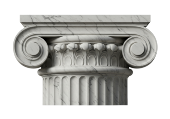 Ionic capital isolated PNG on transparent background, architectural element with volutes and echinus, classical order for building design