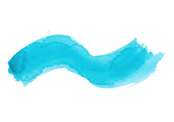 Turquoise watercolor brush stroke PNG isolated on transparent background, abstract paint stain for...