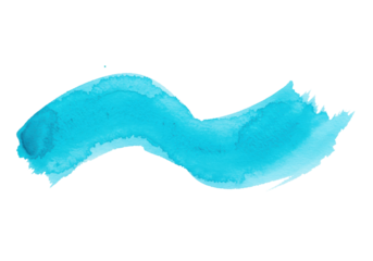 Turquoise watercolor brush stroke PNG isolated on transparent background, abstract paint stain for design element and artistic use