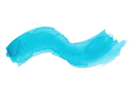 Turquoise watercolor brush stroke PNG isolated on transparent background, abstract paint stain for design element and artistic use