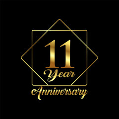 11 Year Anniversary wedding wish lettering text vector illustration.