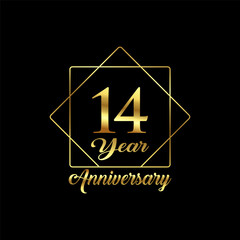 14 Year Anniversary wedding wish lettering text vector illustration.