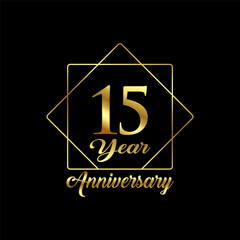 15 Year Anniversary wedding wish lettering text vector illustration.