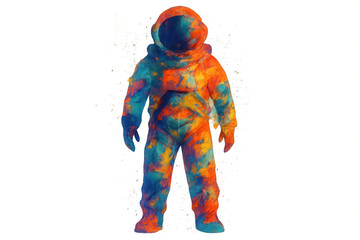 Fototapeta premium Astronaut wearing colorful artistic space suit, exploring creativity and imagination in deep space