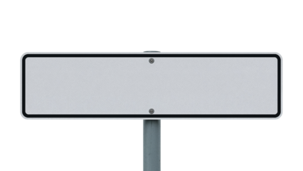 Blank white rectangular street sign or billboard mockup for advertising. Isolated on transparent background, png
