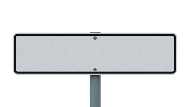 Blank white rectangular street sign or billboard mockup for advertising. Isolated on transparent background, png
