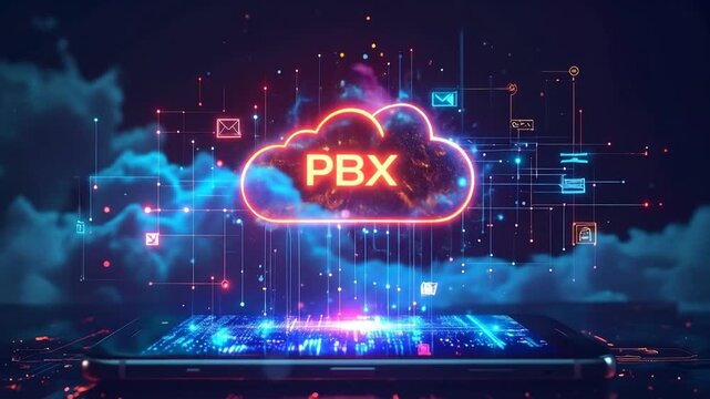 Cloud PBX Technology Network Communication Digital Abstract Background.