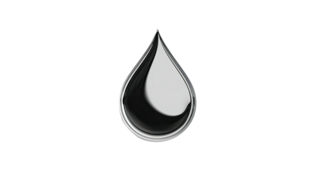 Silver teardrop shape on black background