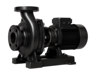 Centrifugal pump station with a cast iron body for agricultural irrigation use.