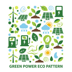 Green Power Eco Seamless Pattern: a seamless design featuring ecological icons