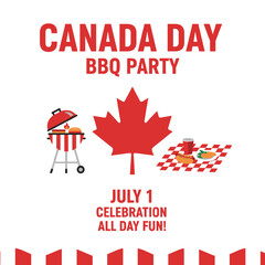 Canada Day BBQ Party Invitation: a design template for a Canada Day Barbecue celebration