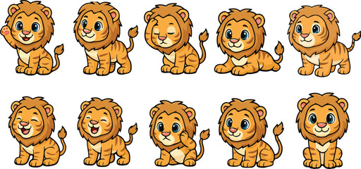 vector illustration of liger funny cute cartoon mascot character cartoon with 10 poses 