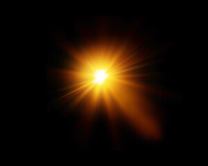 Obraz premium Intense glowing burst of golden-yellow light radiating from the center with soft, diffused rays on a black background, evoking energy, warmth, and inspiration for digital art, design, and creative vis