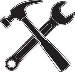 A crossed hammer and wrench icon representing tools and construction work