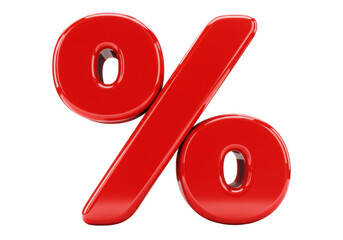 Red percentage sign isolated PNG on transparent background, discount symbol for sales and marketing