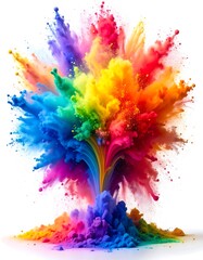 Explosion of vibrant powders in diverse rainbow colors
