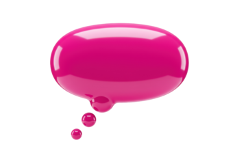 Magenta speech bubble PNG isolated on transparent background, glossy thought balloon for social media and communication design