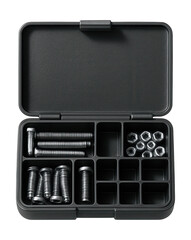 Compact case with snap closure for organizing small hardware parts.