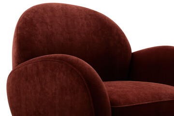 Fototapeta premium Stylish red velvet armchair on transparent background