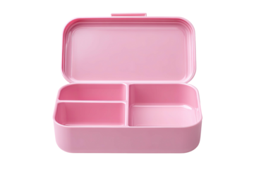 Pink rectangular lunchbox with three compartments