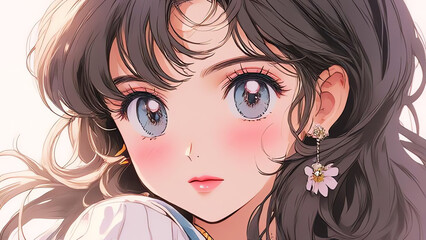 Aesthetic portrait of the lovely cartoon girl