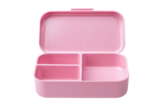 Pink rectangular lunchbox with three compartments