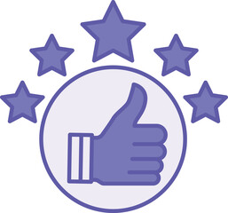 Colored Good Feedback Icon. Vector Illustration. Thumbs Up, Like, and Five Stars. The Client Liked the Completed Work. Highest Rating