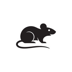 Minimalist Rat Silhouette Logo Design Isolated on White Background