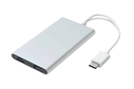 Gray rectangular device with cable