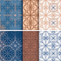 A collection of six floral patterned backgrounds in varying color palettes