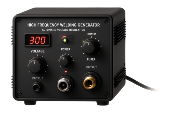High-frequency welding generator with auto voltage regulation for electronic assembly.