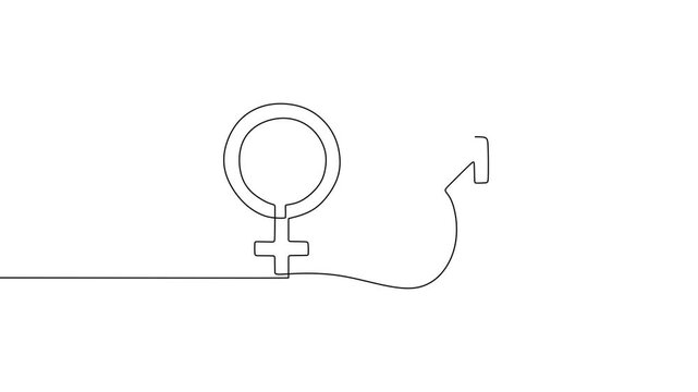 Man and Woman Gender Symbols Continuous Line Animation for Social Equality