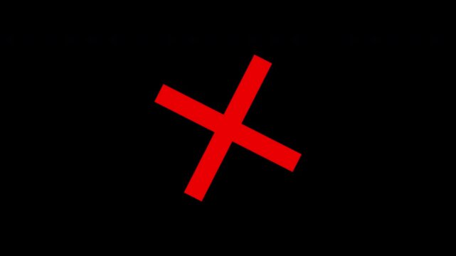 Letter X animation location designation alpha channel on black background. 4K video