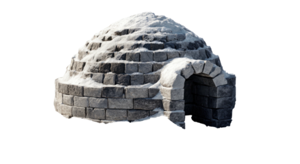 Snowy igloo on black background