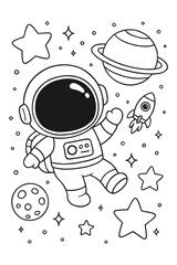 A seamless pattern vector illustration set of a cute, funny space shuttle launch and a cartoon alien UFO