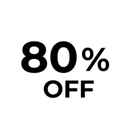 80 OFF text in bold black letters on a white background.