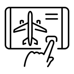 A line style icon showing flight booking