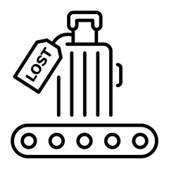 A line style icon showing lost bag