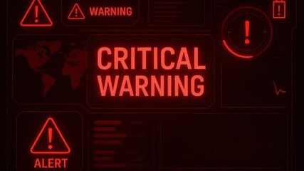A digital display showing a critical warning with alerts. Emphasizes the importance of being aware of health and safety issues.