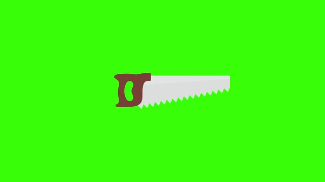 wood cutting saw on green screen background
