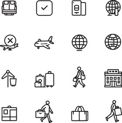 Simple Traveling Icons Set Representing Luggage and People Traveling concept