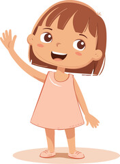 Little Girl Cartoon Character Smiling