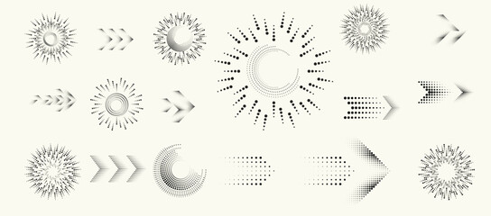 Collection of vector design elements. Set of logos with lines, spirals and circles. Various forms of line and dots design.Vector logo collection. Bundle of circle icons and elements. Set of lines art.