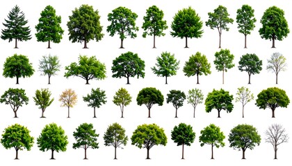A collection of various trees with lush green and vibrant foliage