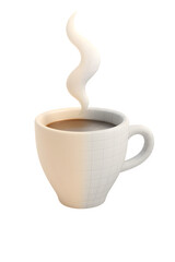 Obraz premium Steaming hot coffee in a white ceramic mug, perfect for a cozy morning.