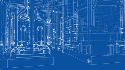 Industrial Blueprint Design. Vector